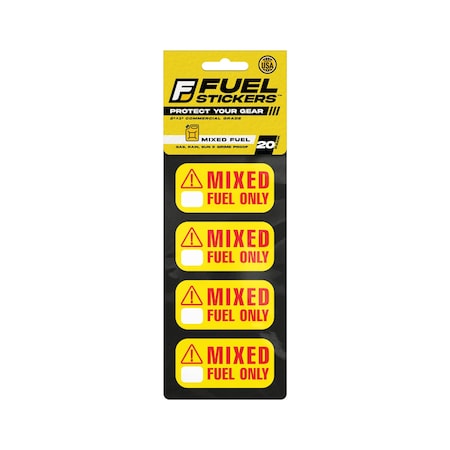 Fuel Stickers Mixed Fuel Sticker, 2-Cycle Label: Fuel Can & Outdoor Power Equipment, Hvy-Dty, 2''x1'', 20PK Z-2X1MFO-20PK